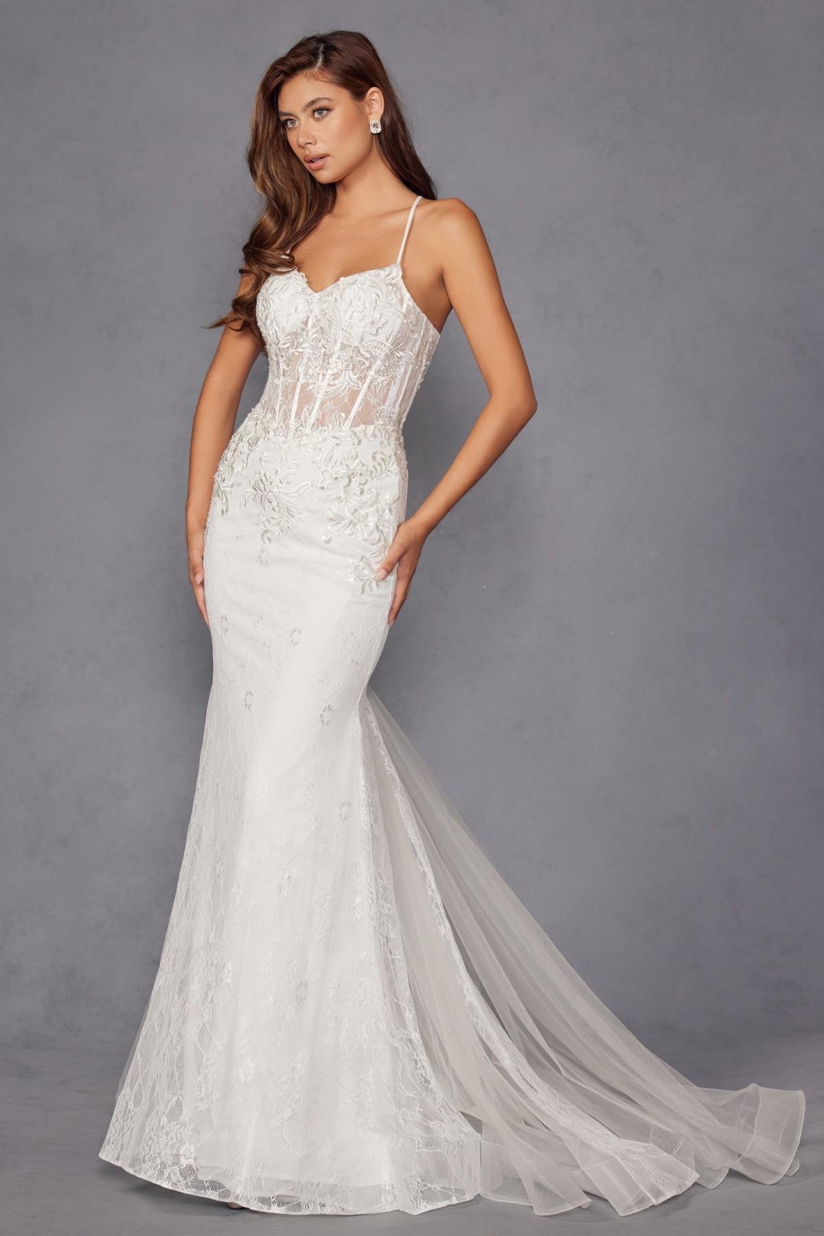 Juliet JT2481UW Embellished Lace Mermaid Bridal Dress - Luzilly Bridal & Apparel