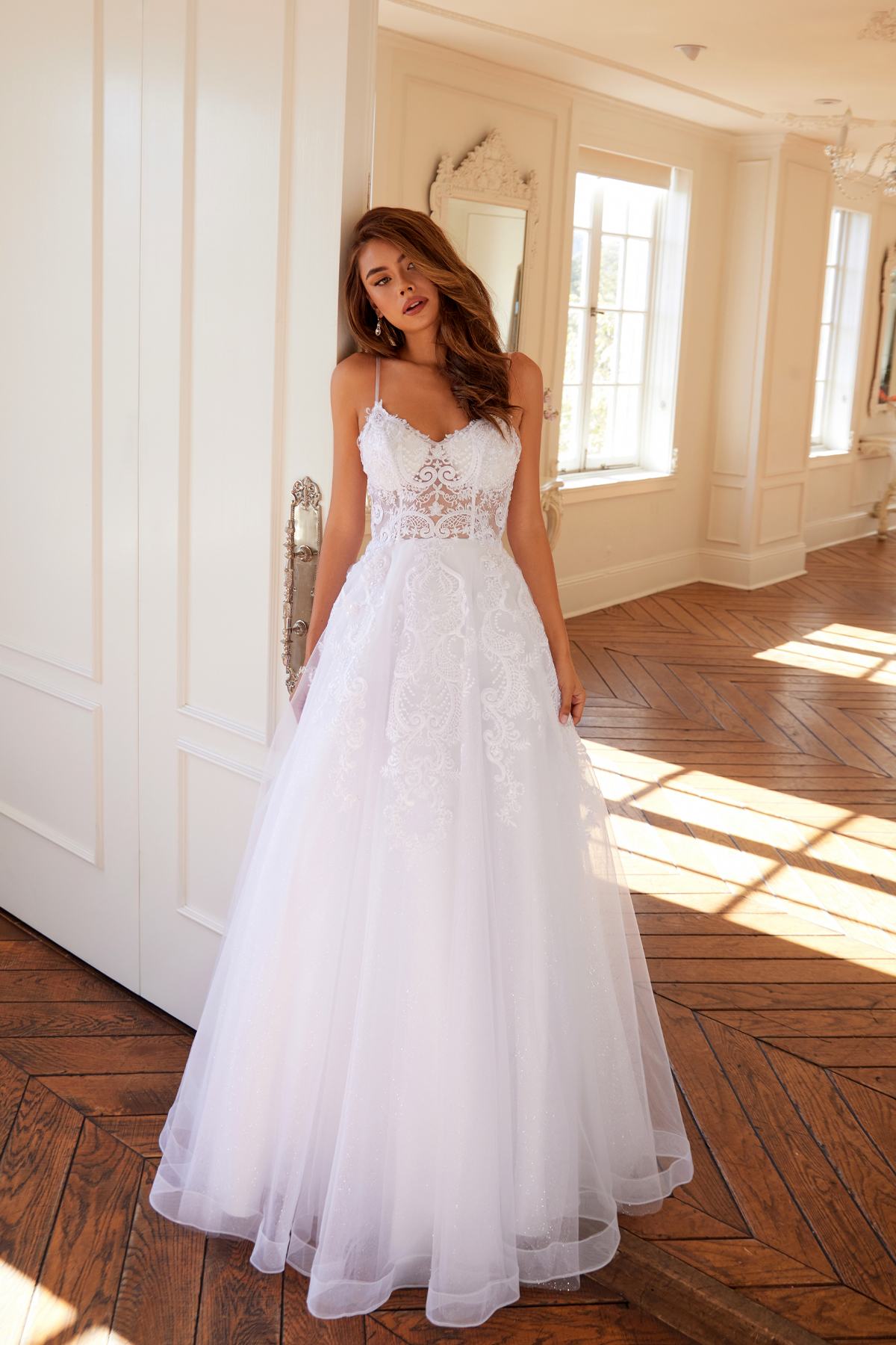 Juliet JT2482SW A-Line Lace Wedding Gown with Pockets - Luzilly Bridal & Apparel