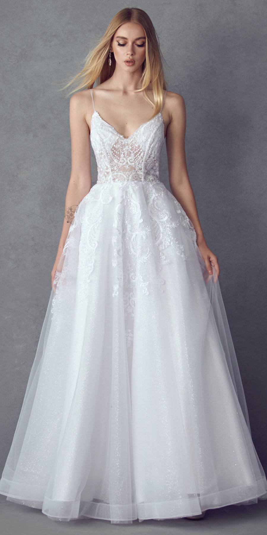 Juliet JT2482SW A-Line Lace Wedding Gown with Pockets - Luzilly Bridal & Apparel
