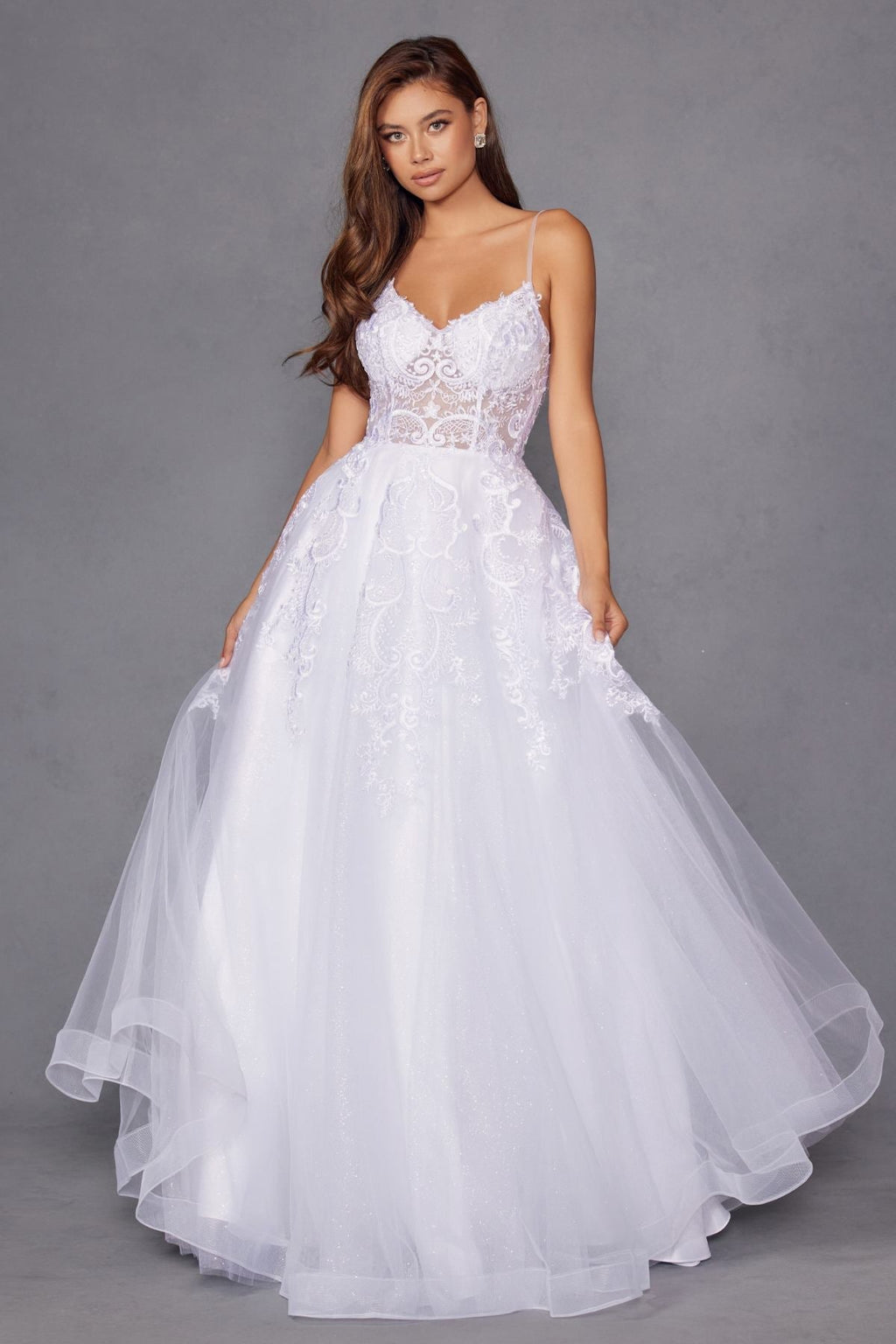 Juliet JT2482SW A-Line Lace Wedding Gown with Pockets - Luzilly Bridal & Apparel