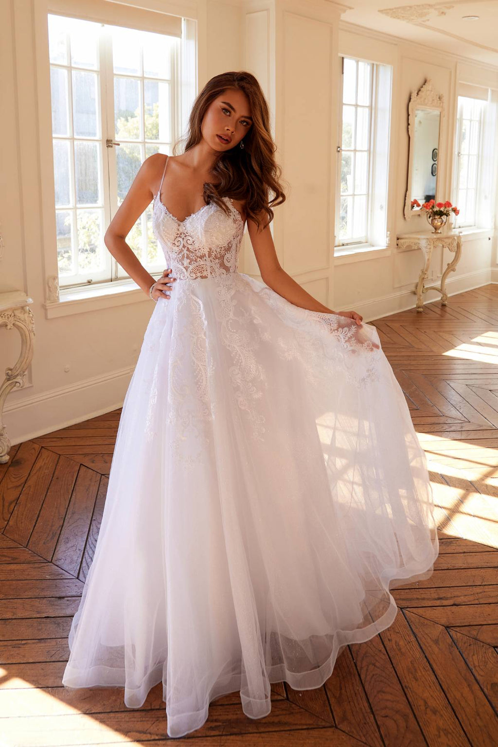 Juliet JT2482SW A-Line Lace Wedding Gown with Pockets - Luzilly Bridal & Apparel