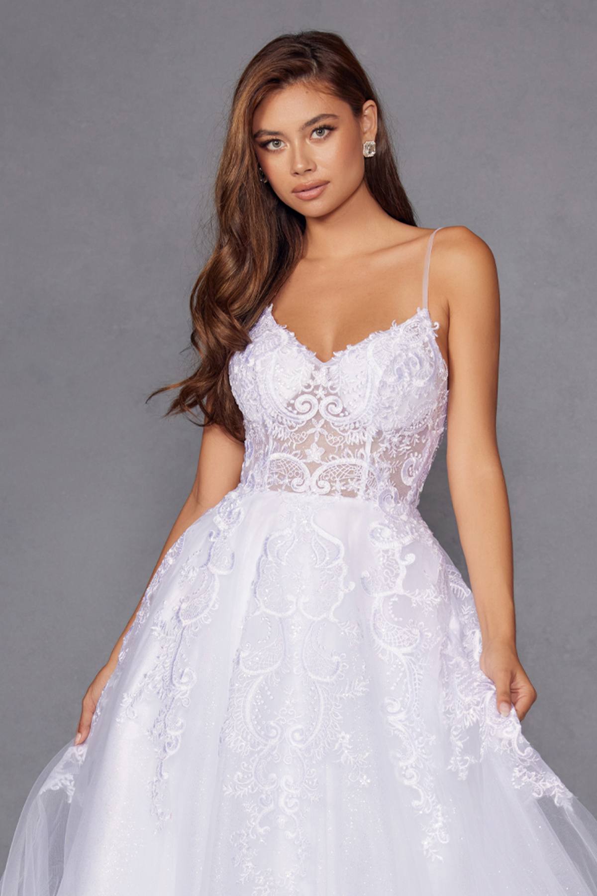 Juliet JT2482SW A-Line Lace Wedding Gown with Pockets - Luzilly Bridal & Apparel