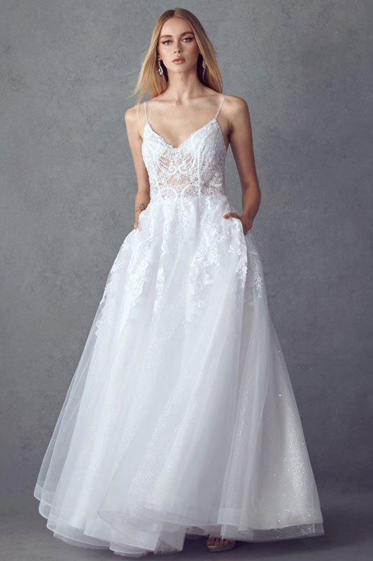 Juliet JT2482SW A-Line Lace Wedding Gown with Pockets - Luzilly Bridal & Apparel