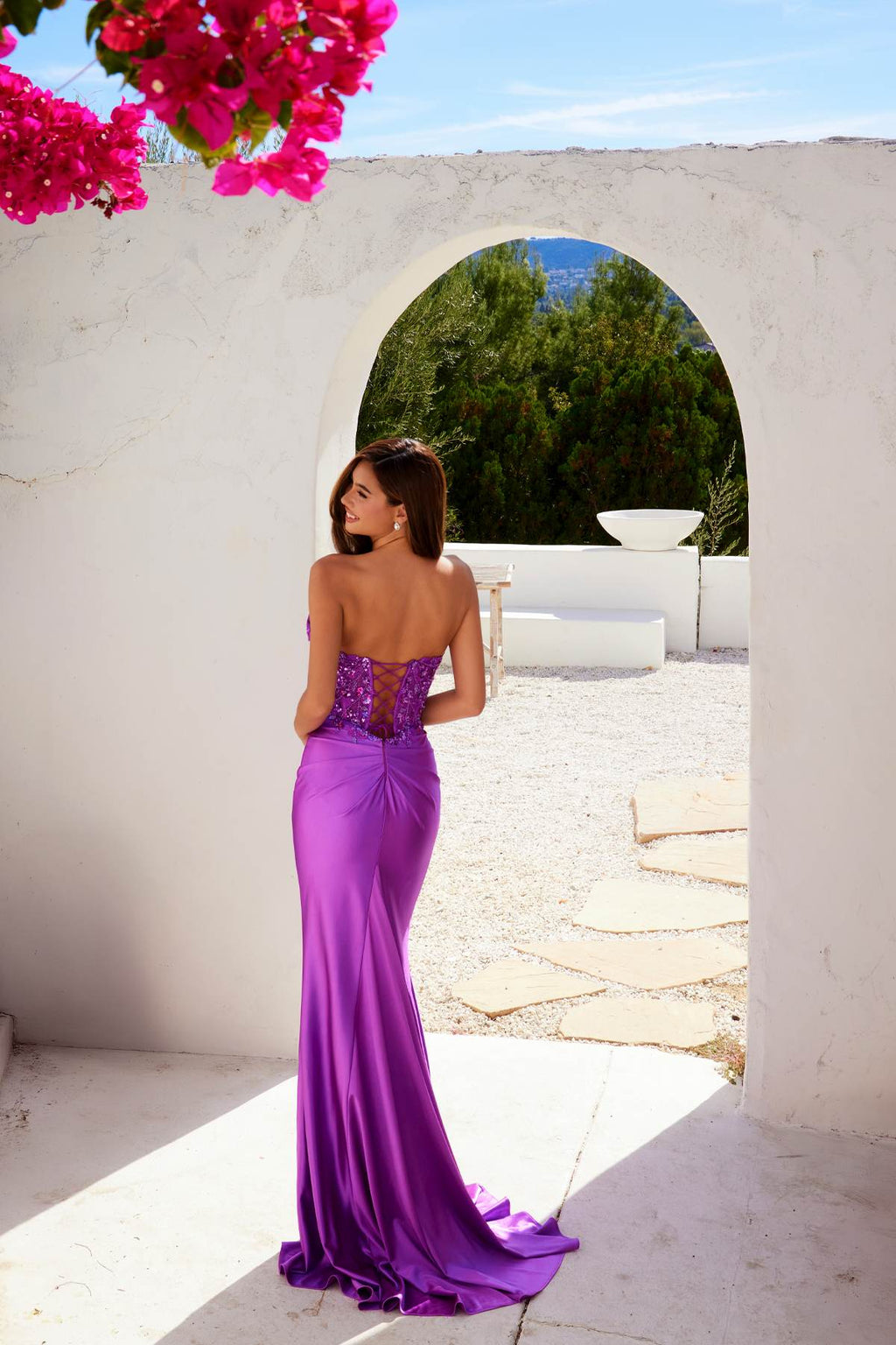Juliet JT2534K Strapless Sweetheart Boned Corset Satin Prom Gown - Luzilly Bridal & Apparel