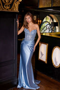 Juliet JT2534K Strapless Sweetheart Boned Corset Satin Prom Gown - Luzilly Bridal & Apparel
