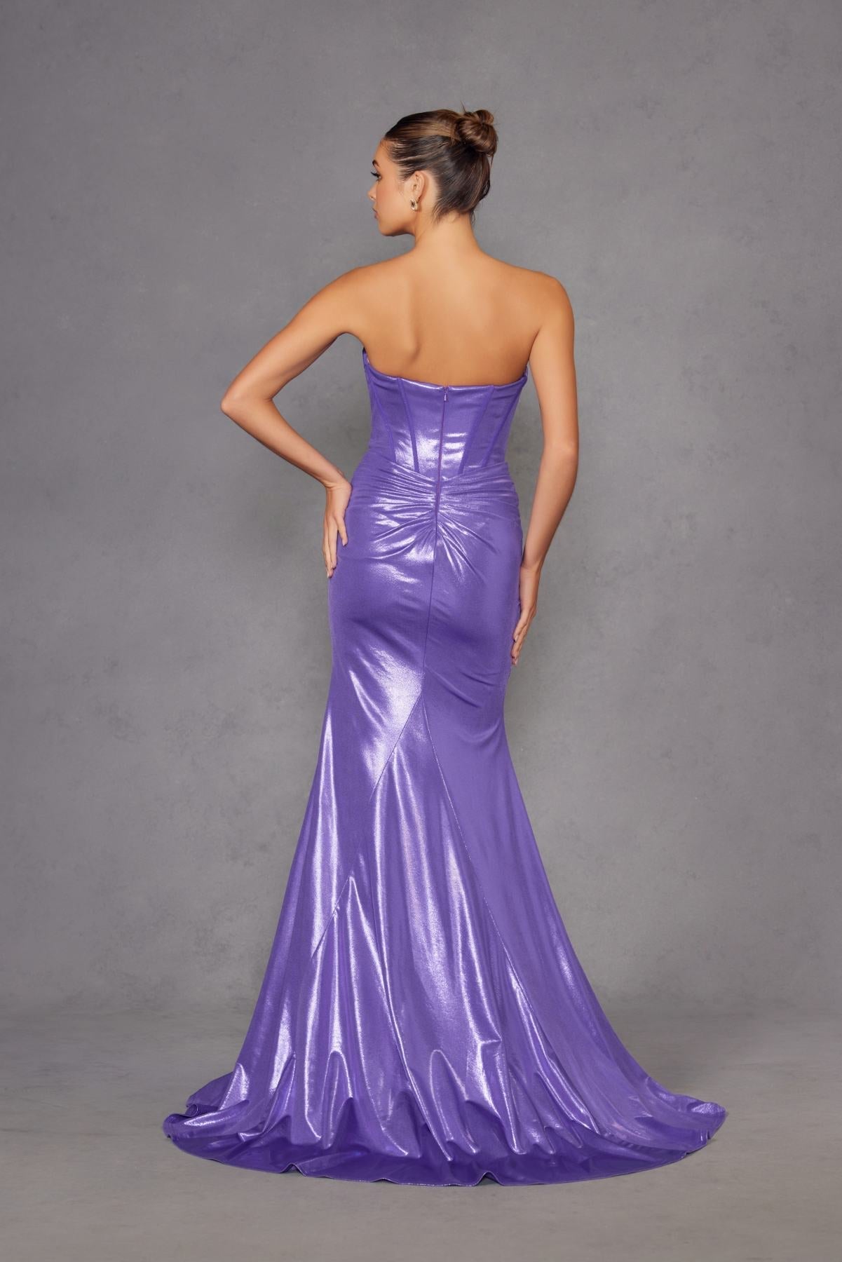 Juliet JT2578H Long Sweetheart Strapless Fitted Metallic Prom Gown - Luzilly Bridal & Apparel