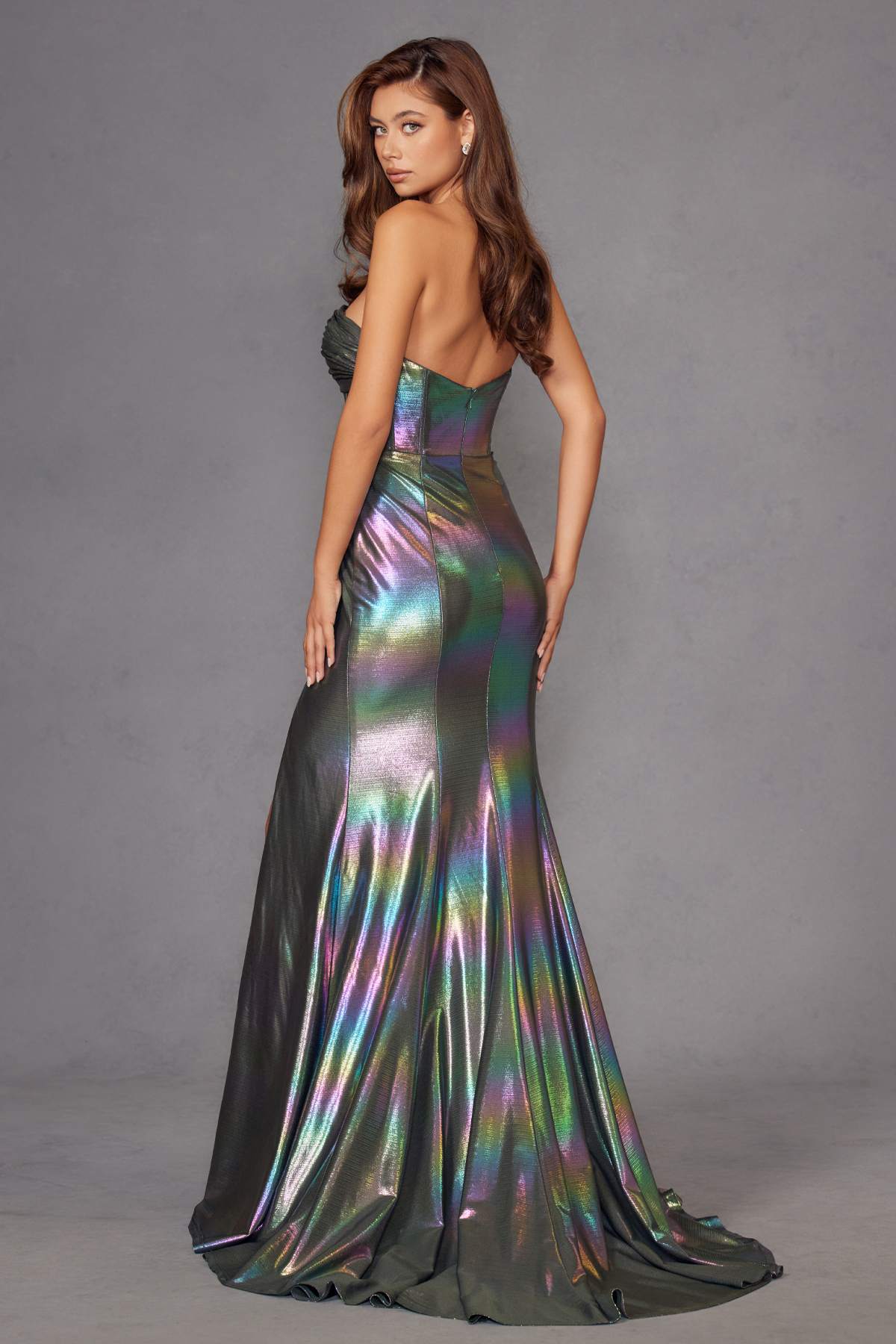 Juliet JT2579H Strapless Sweetheart Iridescent Prom Gown - Luzilly Bridal & Apparel