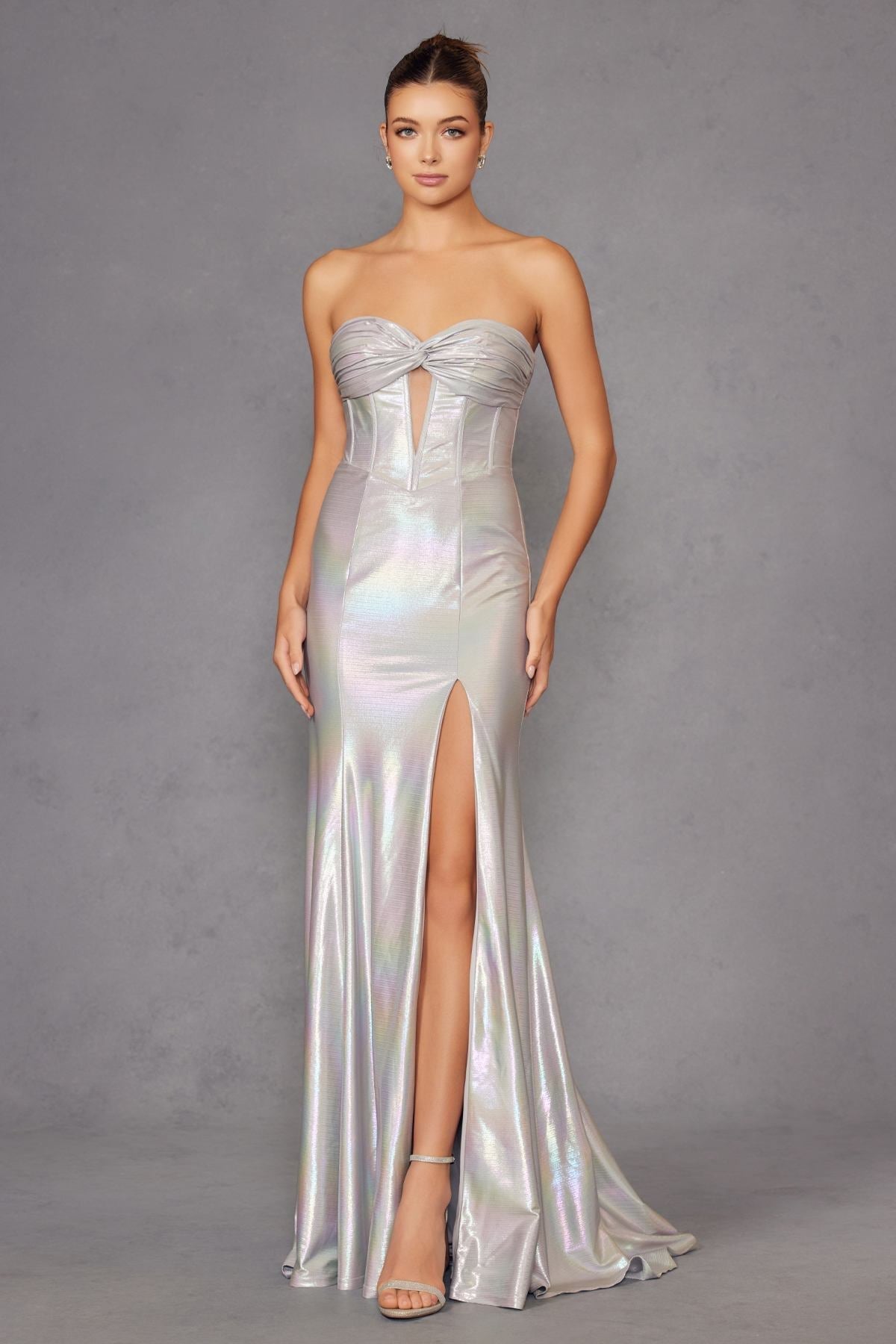 Juliet JT2579H Strapless Sweetheart Iridescent Prom Gown - Luzilly Bridal & Apparel