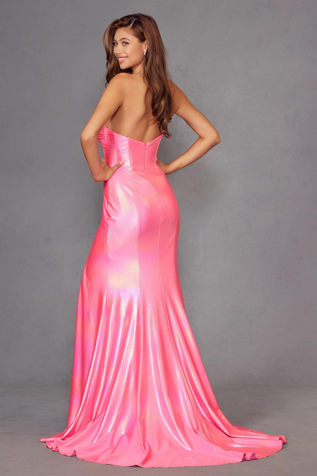 Juliet JT2579H Strapless Sweetheart Iridescent Prom Gown - Luzilly Bridal & Apparel
