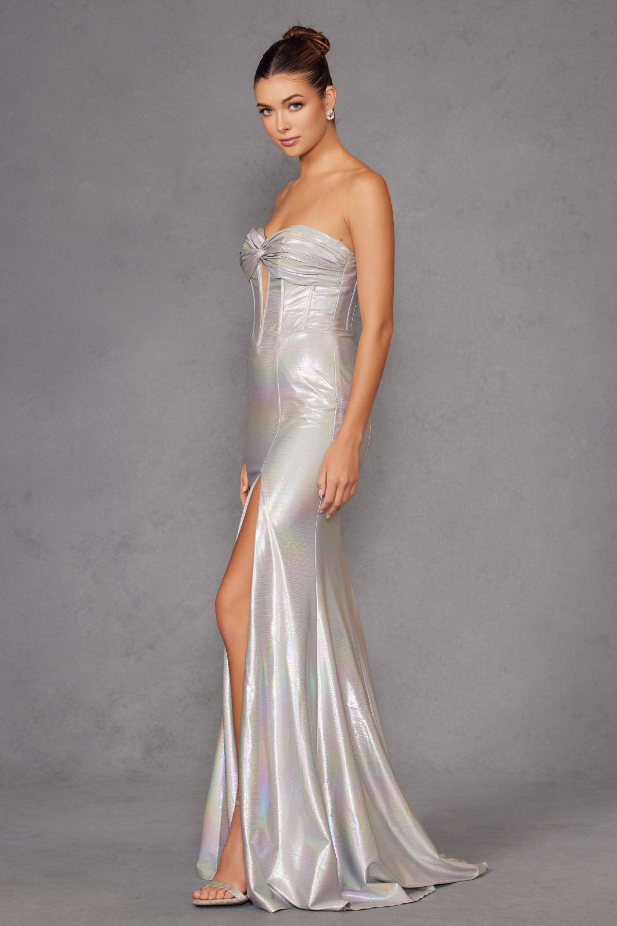 Juliet JT2579H Strapless Sweetheart Iridescent Prom Gown - Luzilly Bridal & Apparel