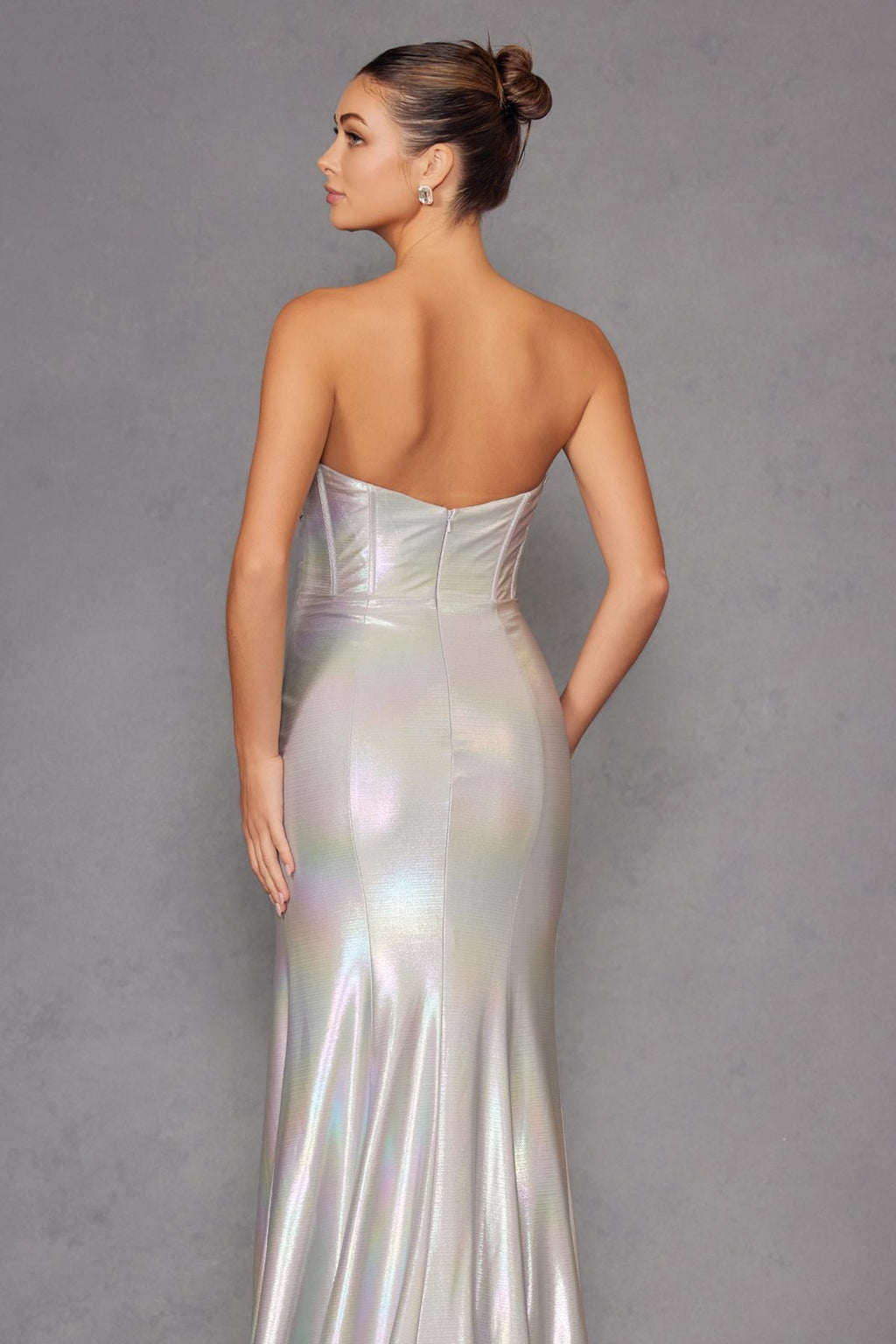 Juliet JT2579H Strapless Sweetheart Iridescent Prom Gown - Luzilly Bridal & Apparel