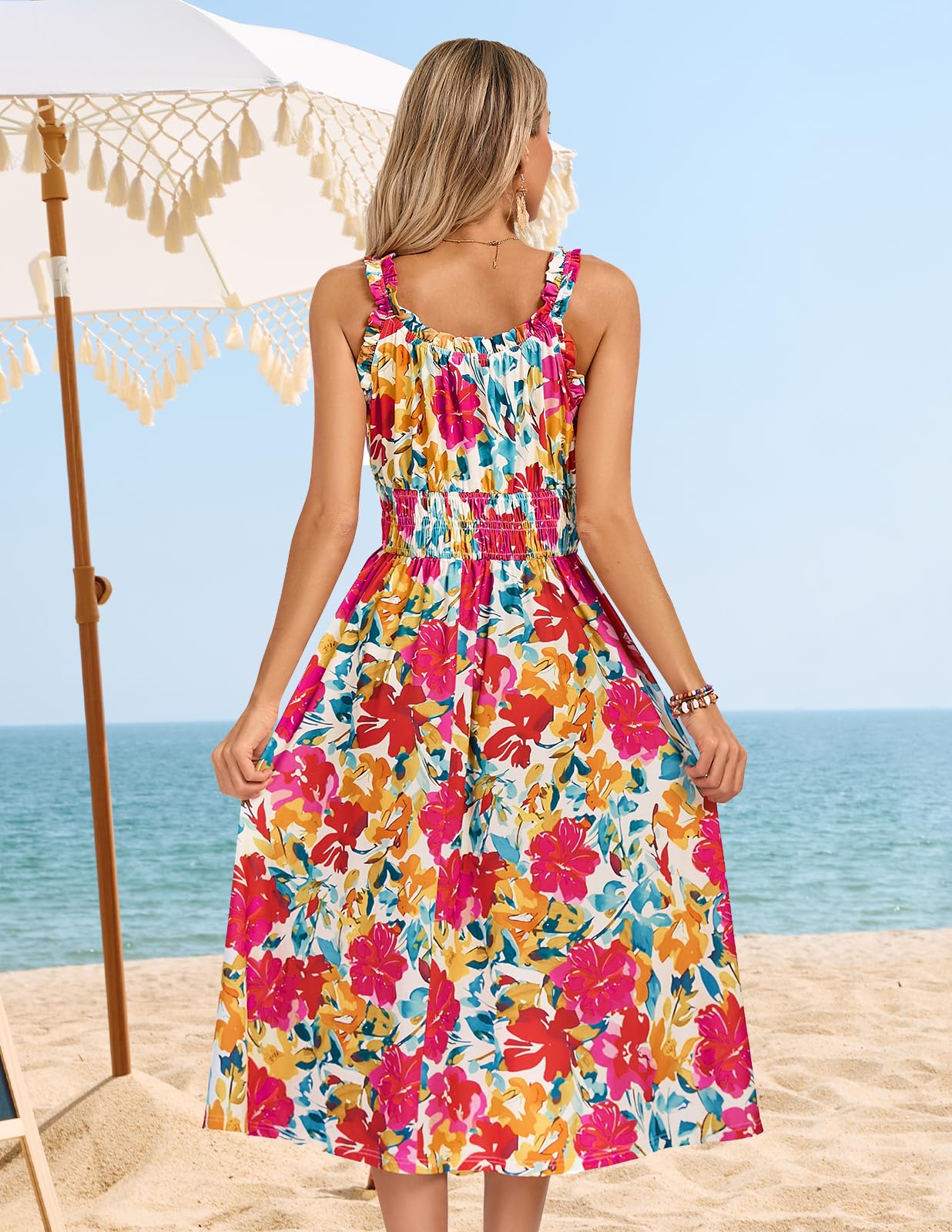 Kate Kasin Womens Floral Wedding Guest Dress Sleeveless Blue Leaves Size M - Luzilly Bridal & Apparel