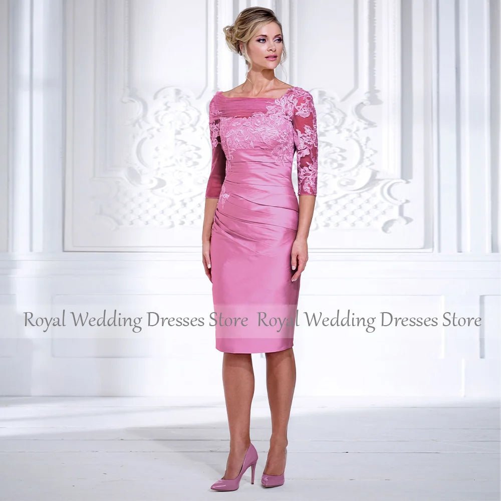 Knee-Length Sheath Mother of the Bride Dress with Appliqués - Luzilly Bridal & Apparel