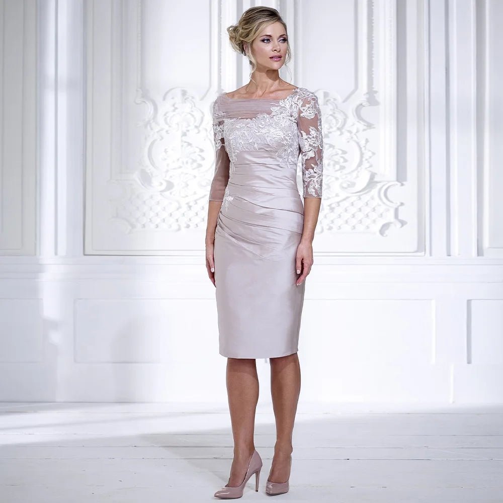 Knee-Length Sheath Mother of the Bride Dress with Appliqués - Luzilly Bridal & Apparel