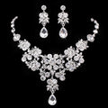 Korean Bridal Jewelry Korean Rhinestone Curvy Bridal Collarbone Necklace Wedding Accessories Two-Piece Set - Luzilly Bridal & Apparel