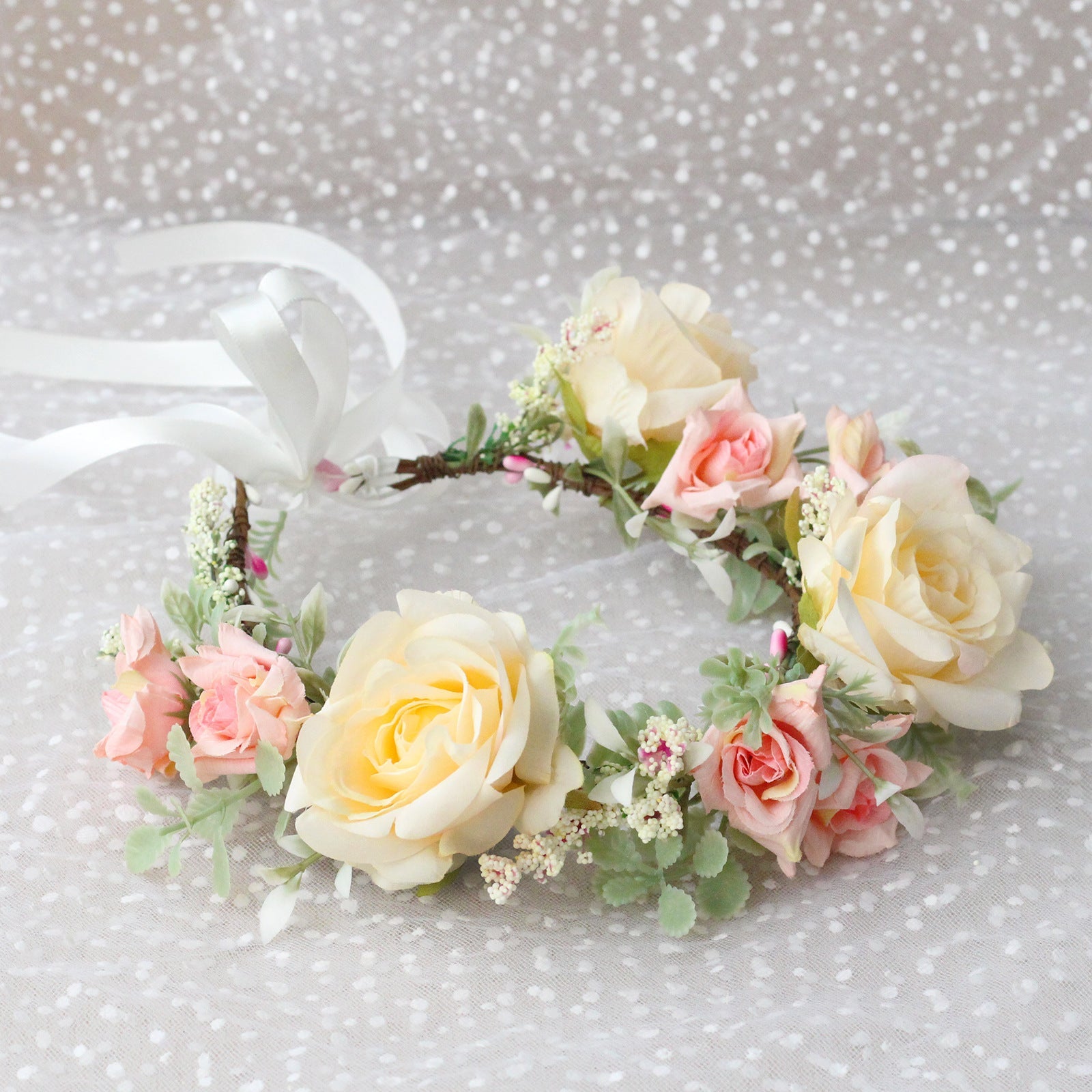 Korean style fashion flower wreath headwear fabric rose bridal headband beautiful little girl selfie flower hair accessory - Luzilly Bridal & Apparel