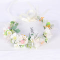 Korean style super fairy bride headdress simulation flower green leaf hair accessory sweet girl Hanfu wedding headdress wreath - Luzilly Bridal & Apparel