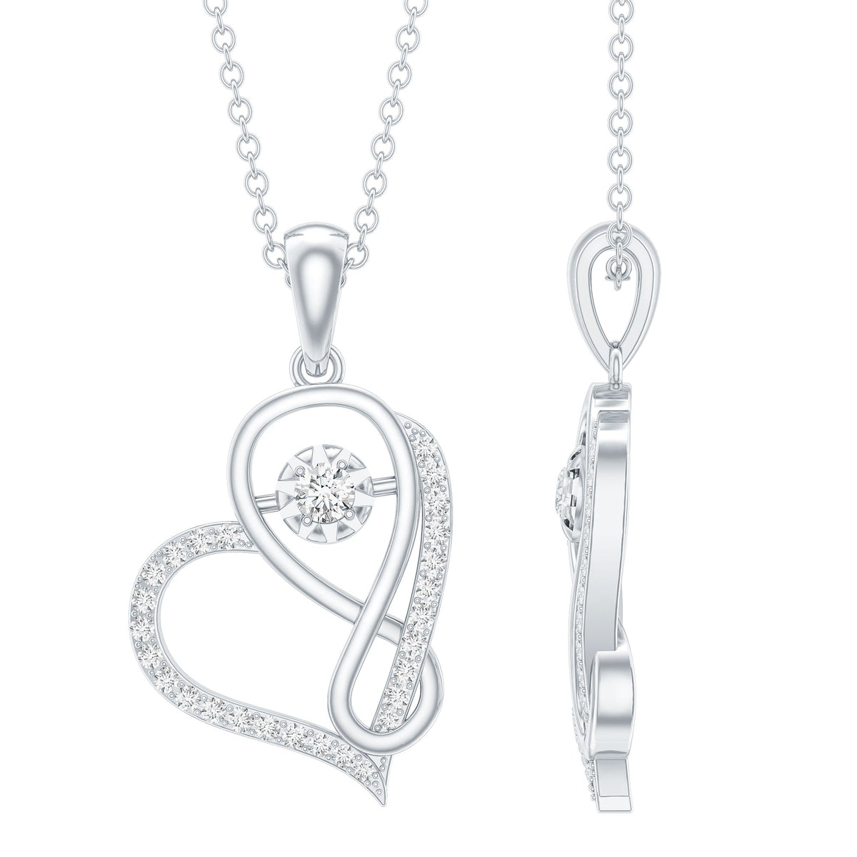 Lab Diamond Infinity Heart Necklace With Certificate - Luzilly Bridal & Apparel