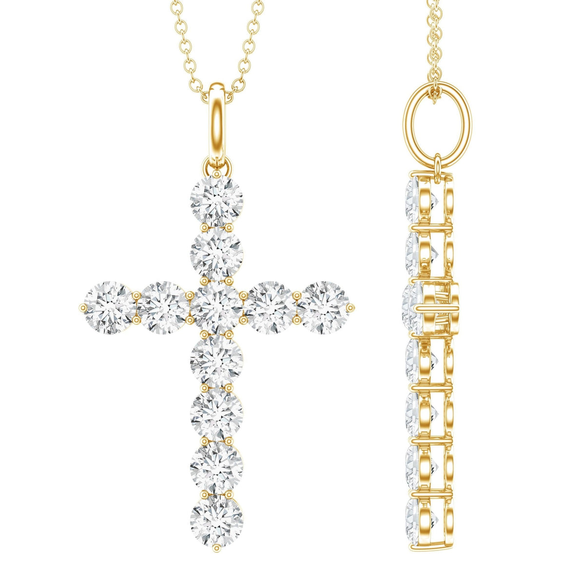 Lab Grown Diamond Catholic Cross Necklace for Women - Luzilly Bridal & Apparel