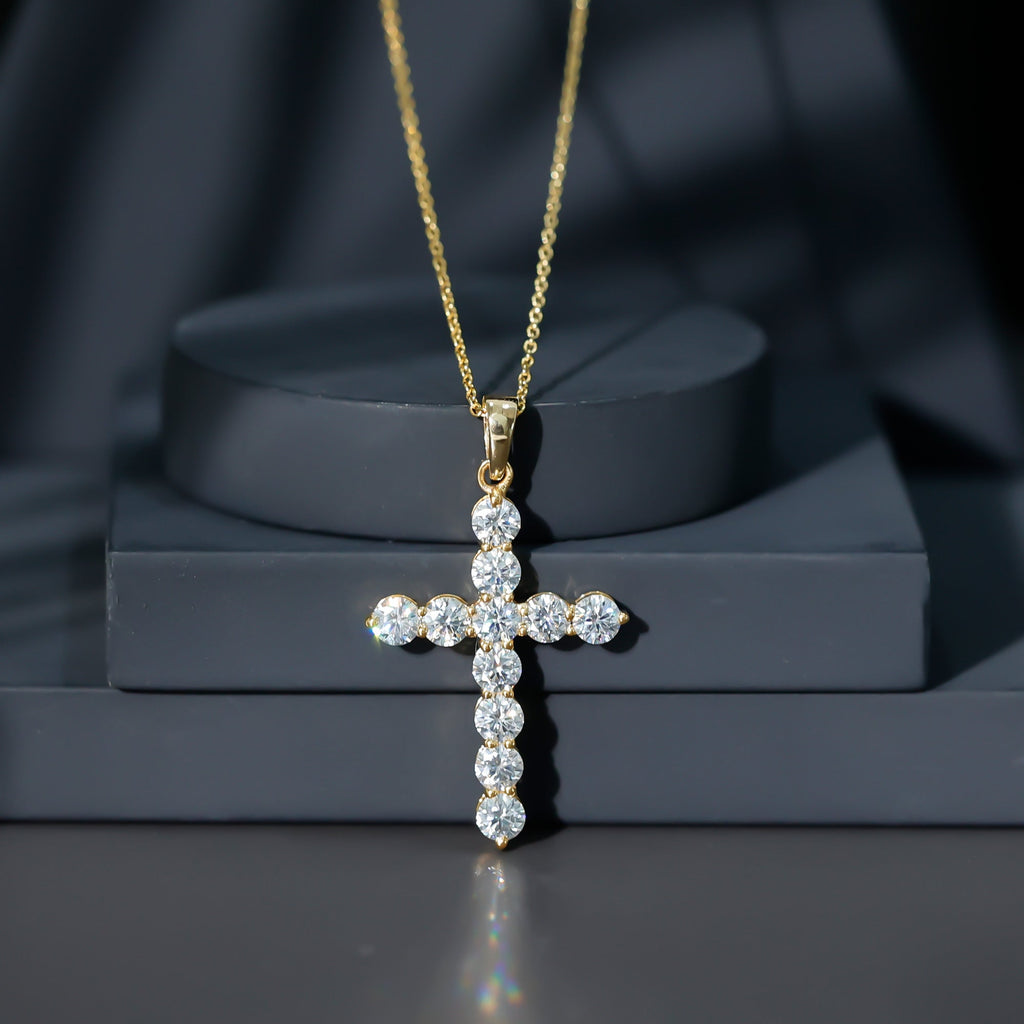 Lab Grown Diamond Catholic Cross Necklace for Women - Luzilly Bridal & Apparel