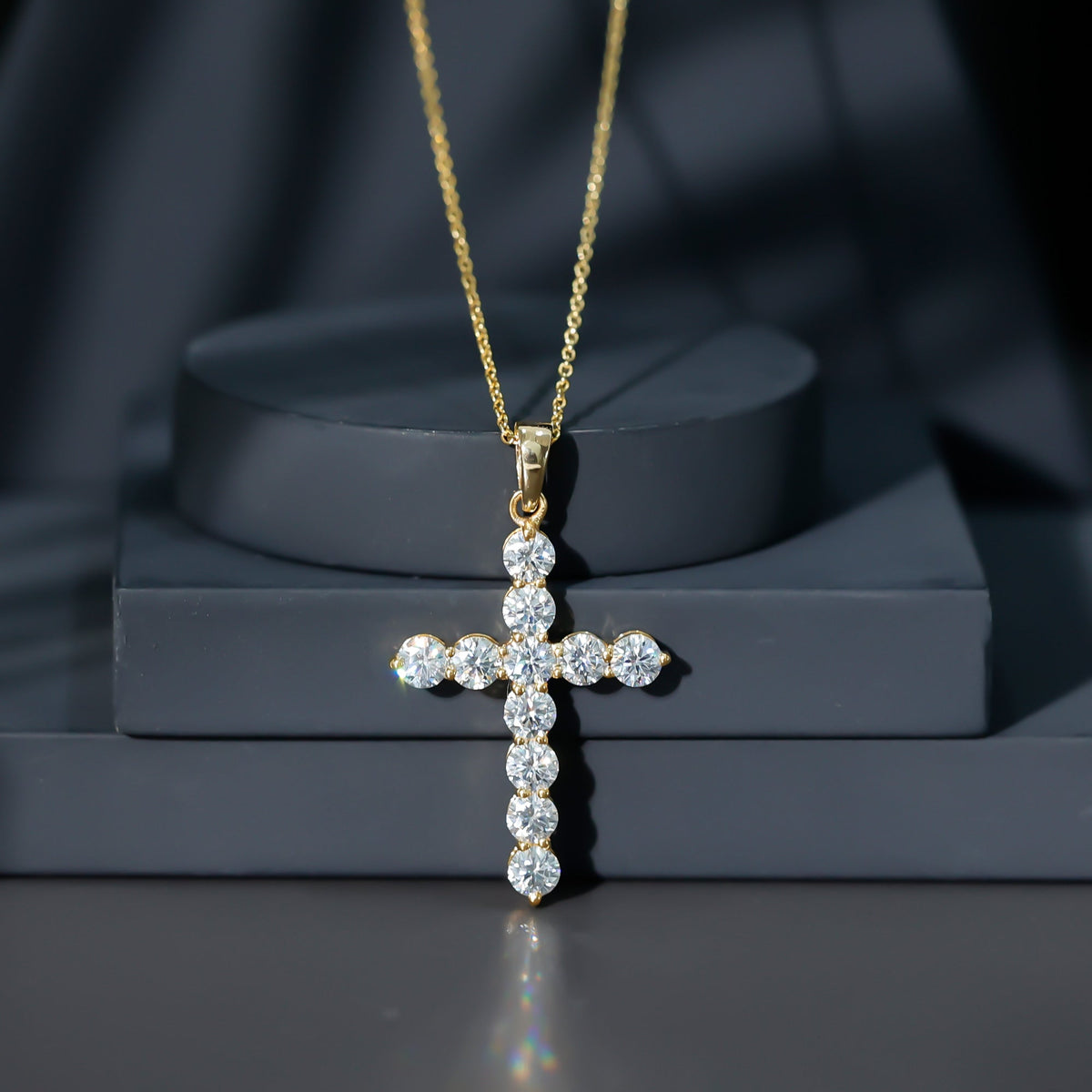 Lab Grown Diamond Catholic Cross Necklace for Women - Luzilly Bridal & Apparel