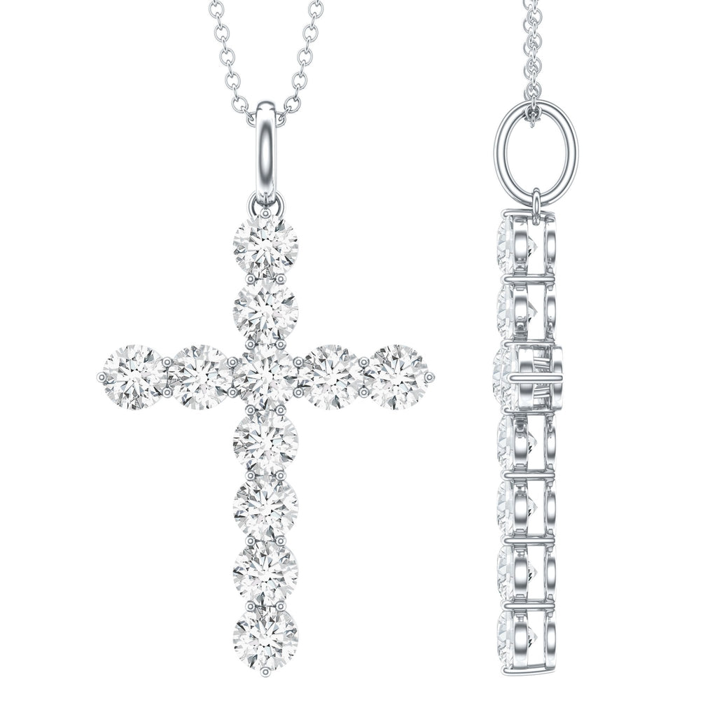 Lab Grown Diamond Catholic Cross Necklace for Women - Luzilly Bridal & Apparel