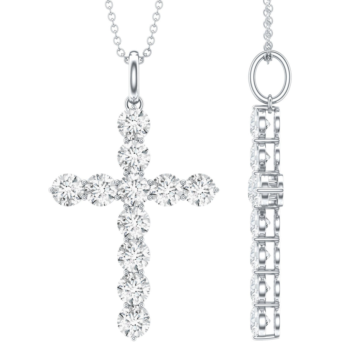Lab Grown Diamond Catholic Cross Necklace for Women - Luzilly Bridal & Apparel