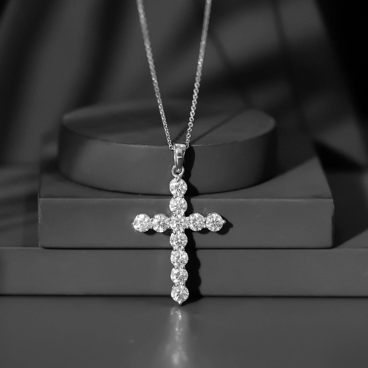 Lab Grown Diamond Catholic Cross Necklace for Women - Luzilly Bridal & Apparel