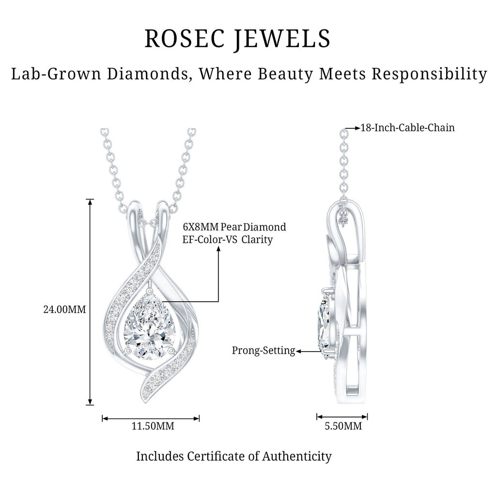 Lab Grown Diamond Teardrop Bridal Wedding Necklace - Luzilly Bridal & Apparel