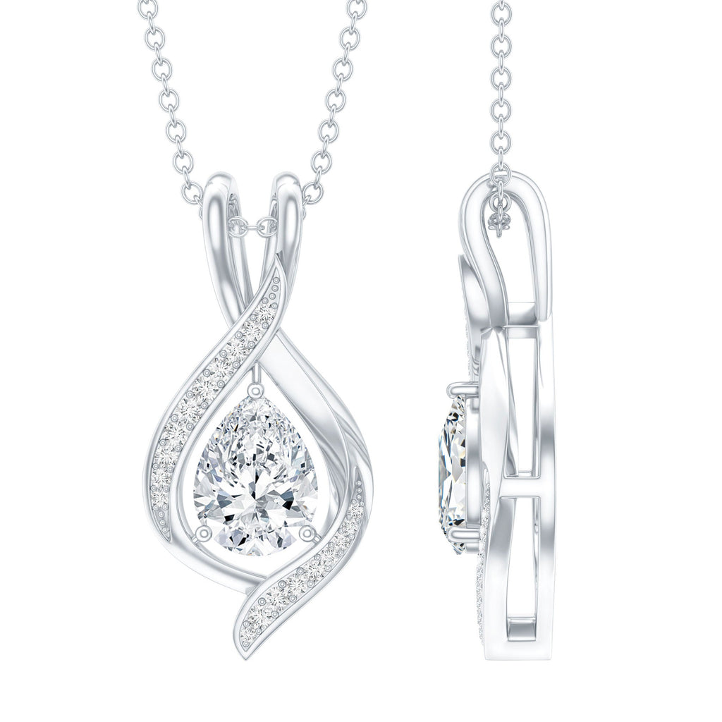 Lab Grown Diamond Teardrop Bridal Wedding Necklace - Luzilly Bridal & Apparel