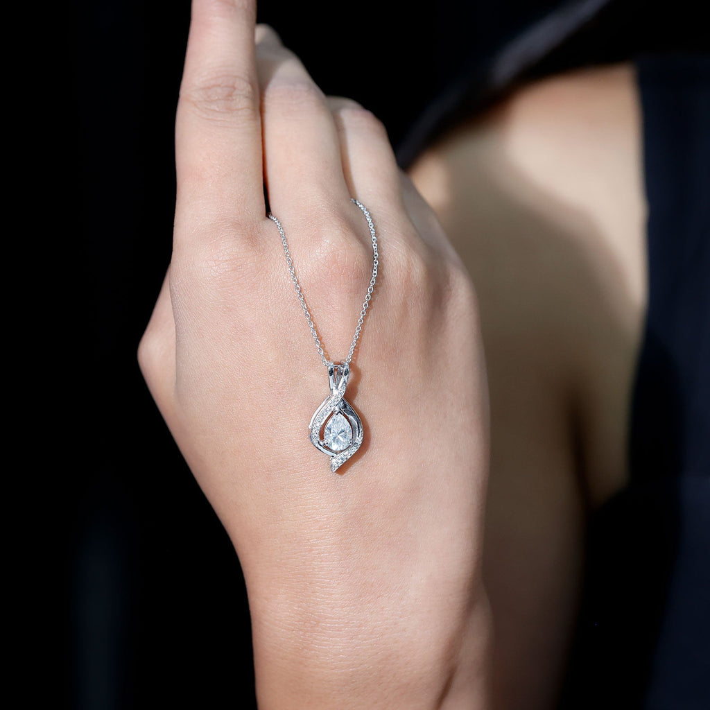 Lab Grown Diamond Teardrop Bridal Wedding Necklace - Luzilly Bridal & Apparel