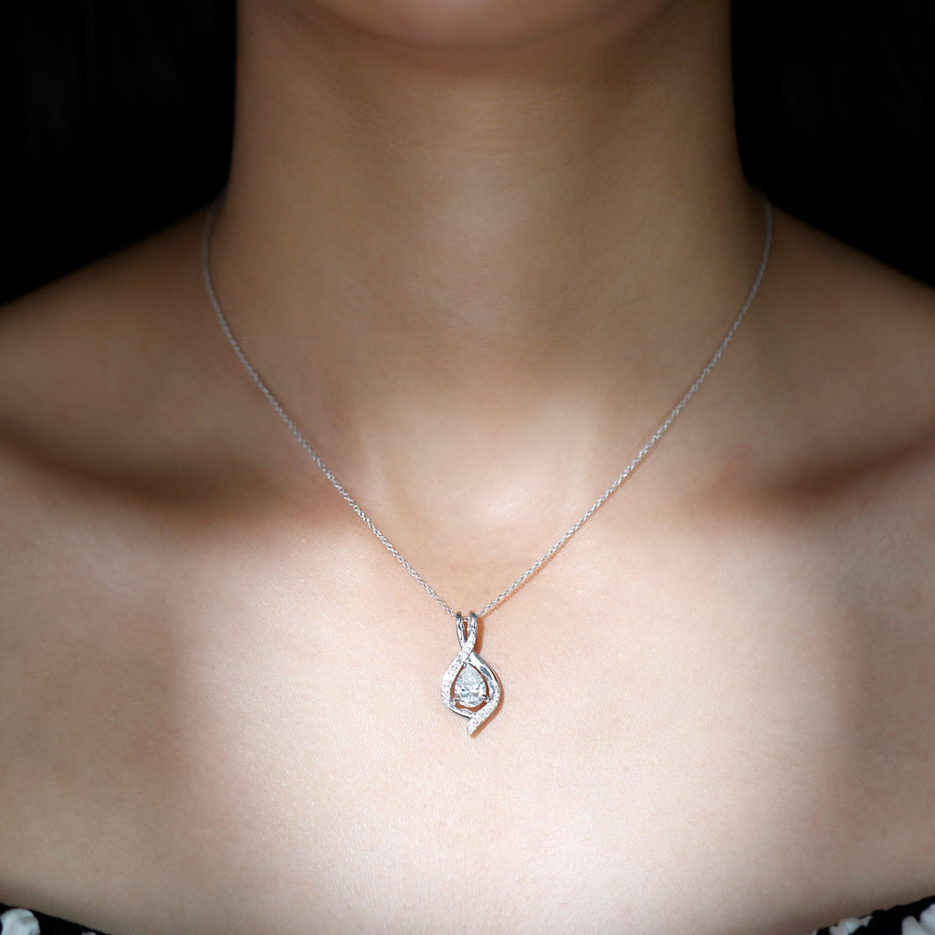 Lab Grown Diamond Teardrop Bridal Wedding Necklace - Luzilly Bridal & Apparel