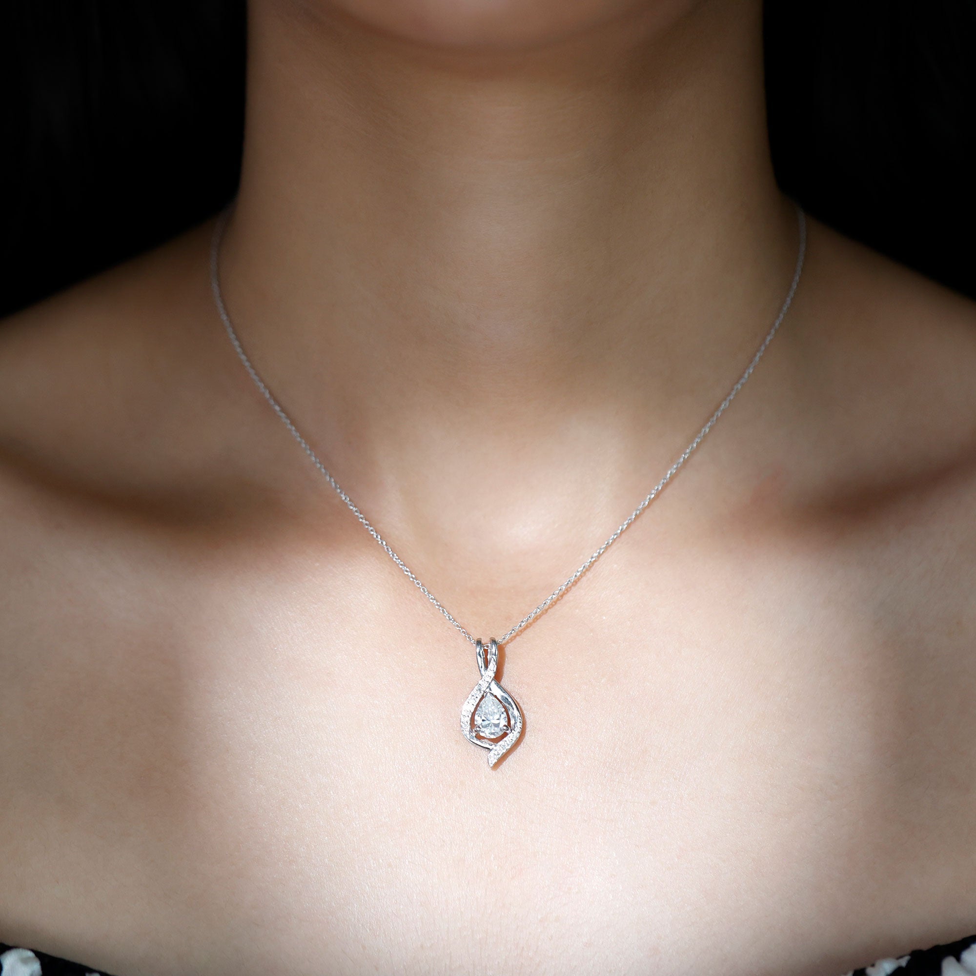 Lab Grown Diamond Teardrop Bridal Wedding Necklace - Luzilly Bridal & Apparel