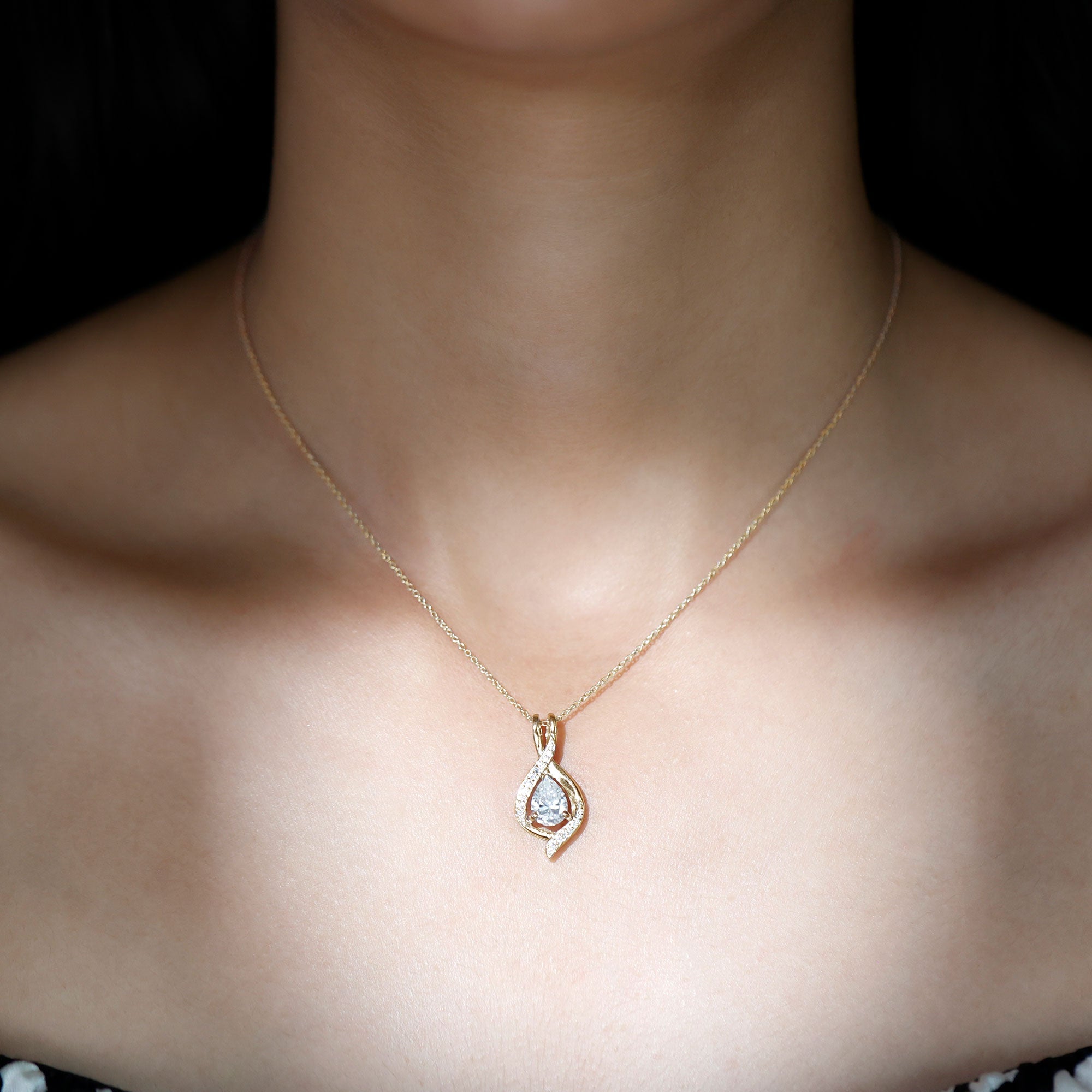 Lab Grown Diamond Teardrop Bridal Wedding Necklace - Luzilly Bridal & Apparel