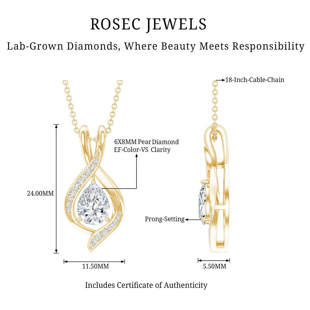 Lab Grown Diamond Teardrop Bridal Wedding Necklace - Luzilly Bridal & Apparel