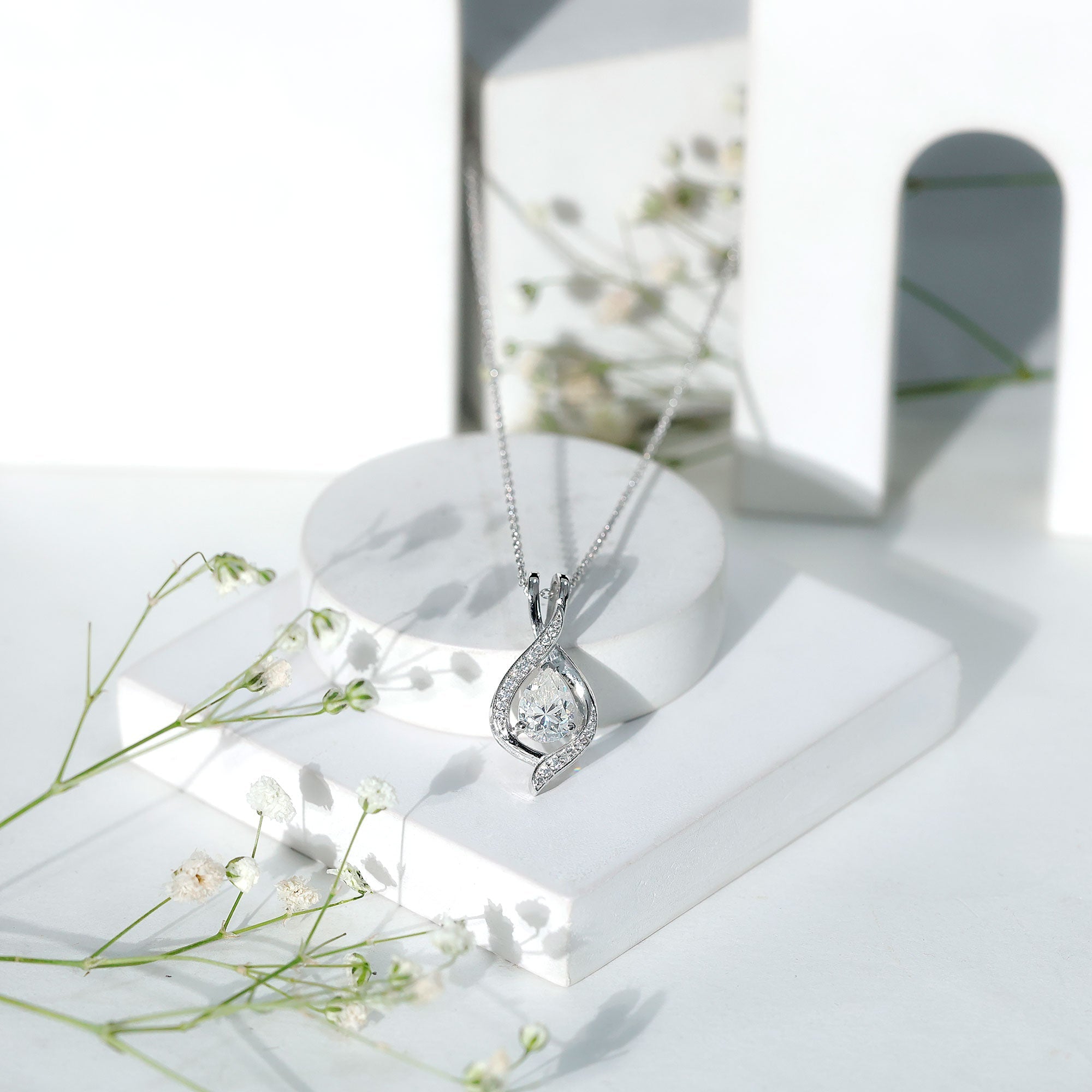 Lab Grown Diamond Teardrop Bridal Wedding Necklace - Luzilly Bridal & Apparel