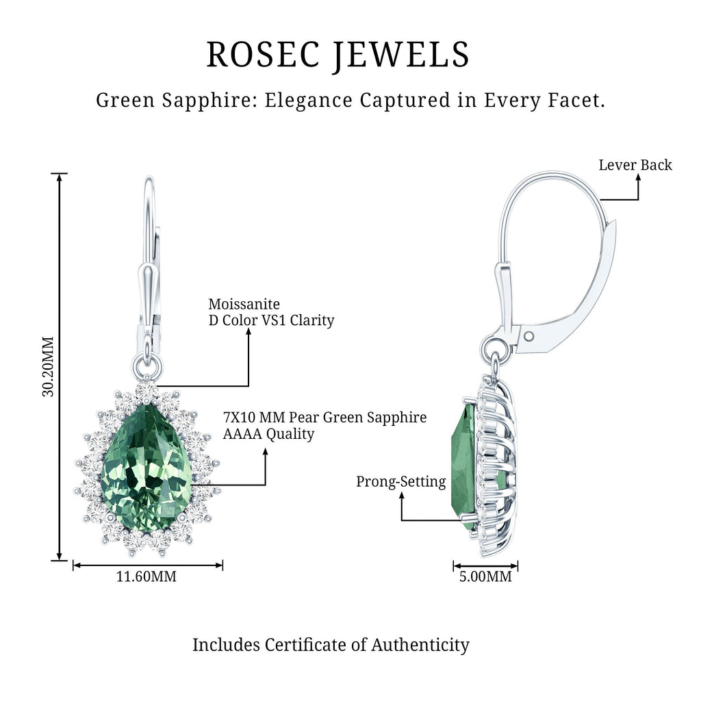 Lab Grown Green Sapphire Wedding Earrings for Bride - Luzilly Bridal & Apparel