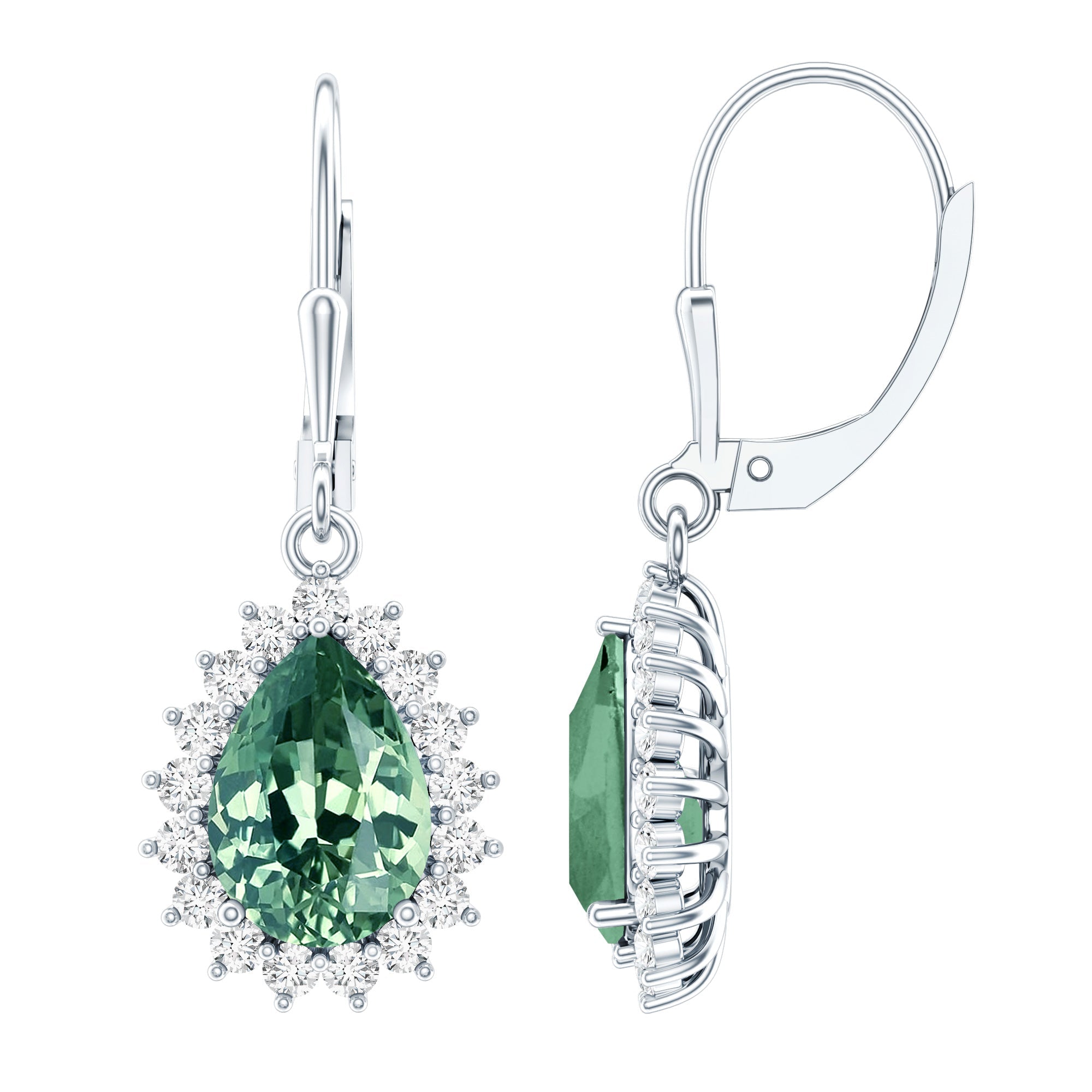 Lab Grown Green Sapphire Wedding Earrings for Bride - Luzilly Bridal & Apparel