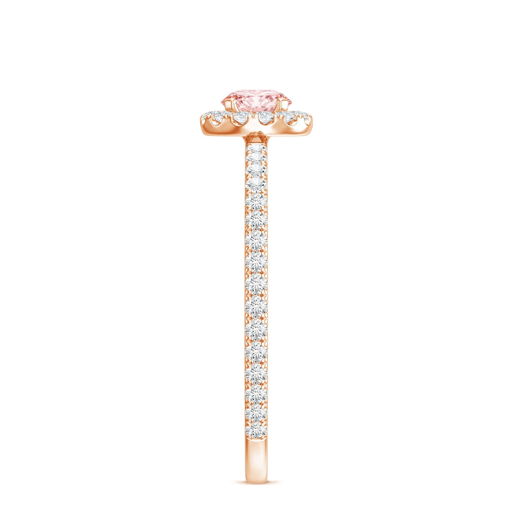 Lab Grown Pink White Diamond Halo Engagement Ring with IGI Certificate - Luzilly Bridal & Apparel