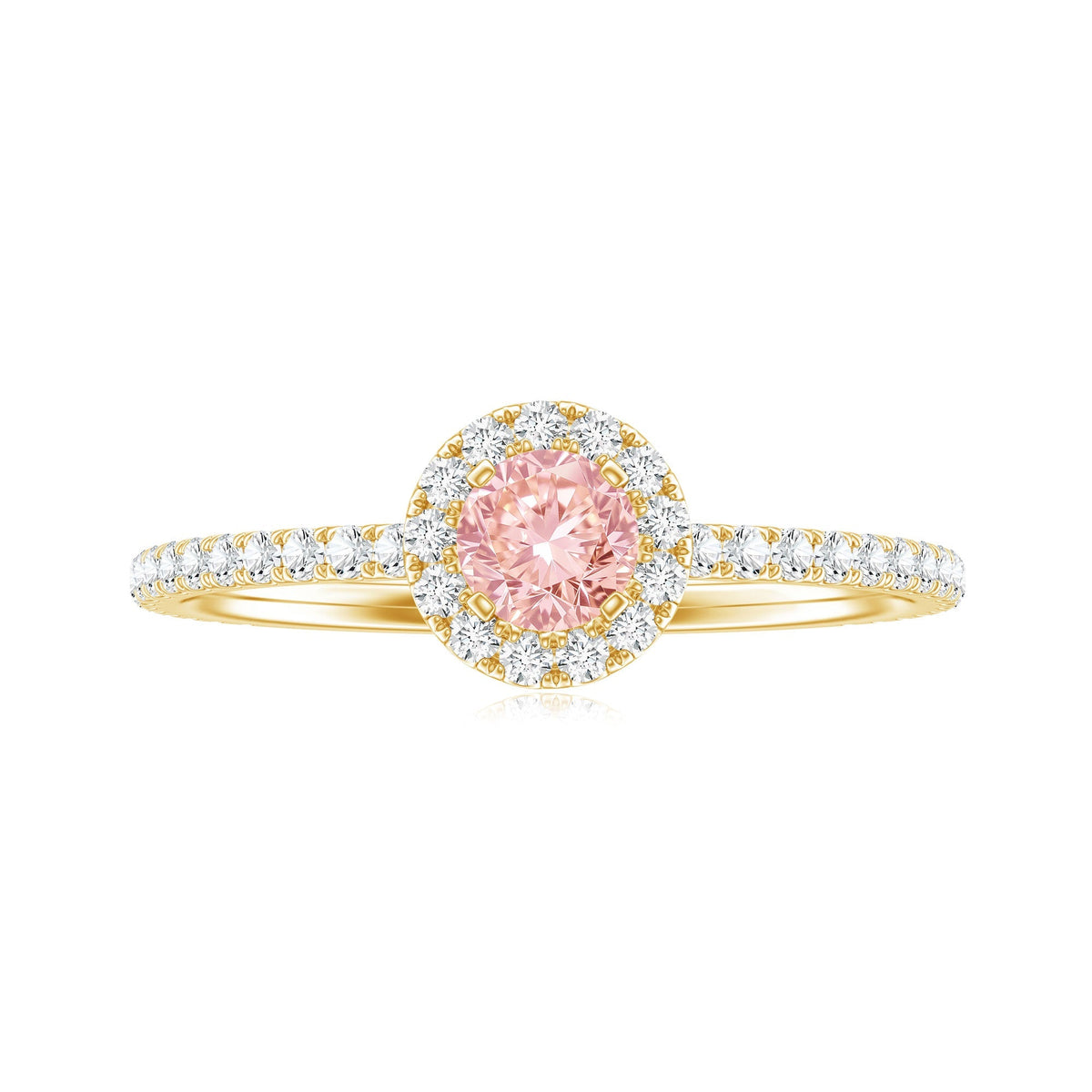 Lab Grown Pink White Diamond Halo Engagement Ring with IGI Certificate - Luzilly Bridal & Apparel