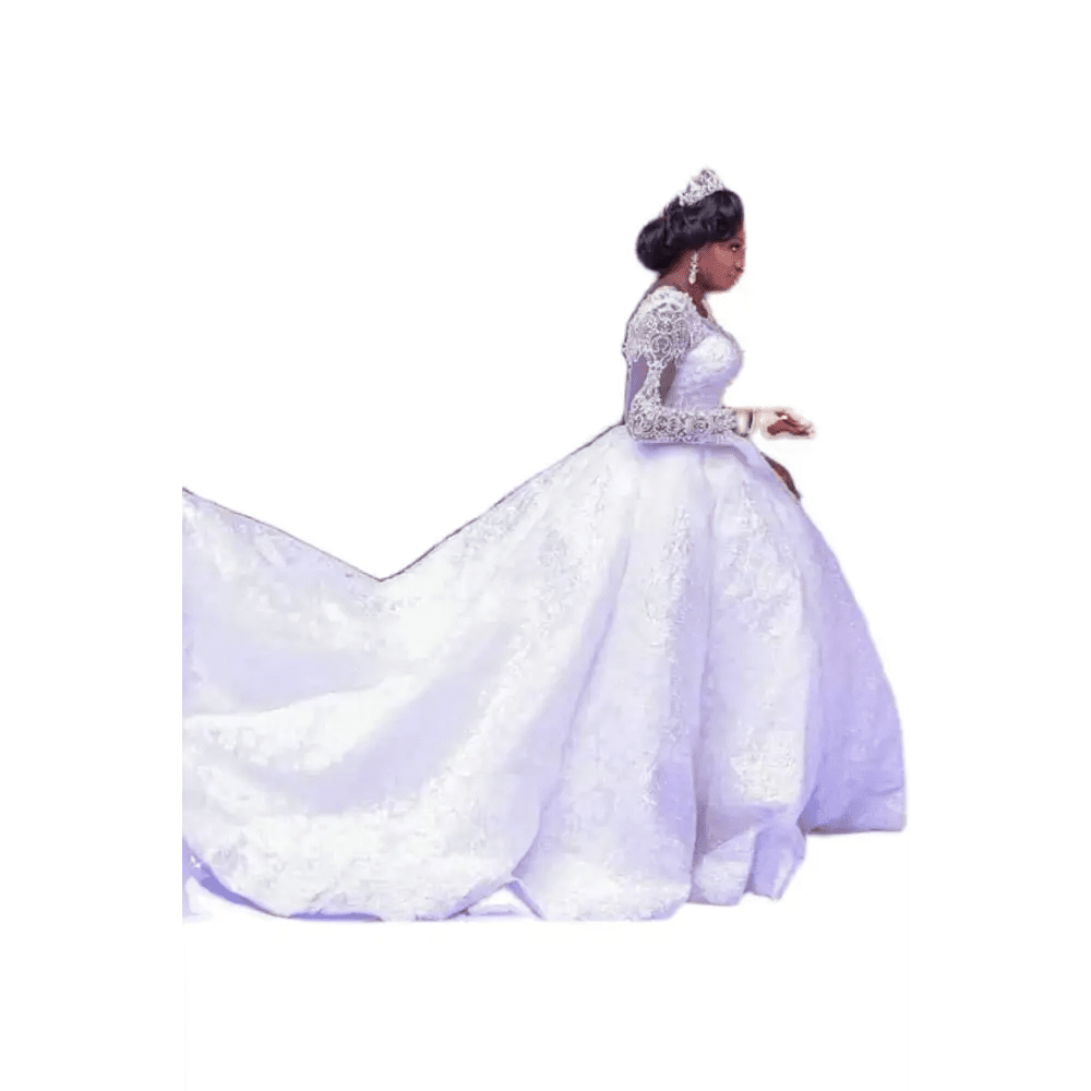 Lace African Wedding Dress with Long Sleeves - Luzilly Bridal & Apparel