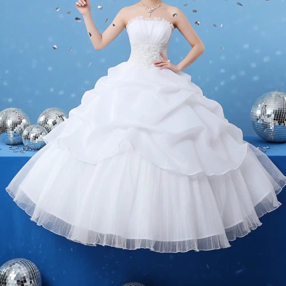 Lace and Beaded Tulle Bride Wedding Dress - Luzilly Bridal & Apparel