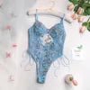 Lace and Satin Bodysuit with 3D Embroidery - Luzilly Bridal & Apparel