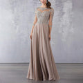 Lace Appliqué A-Line Mother of the Bride Dress with 3/4 Sleeves - Luzilly Bridal & Apparel