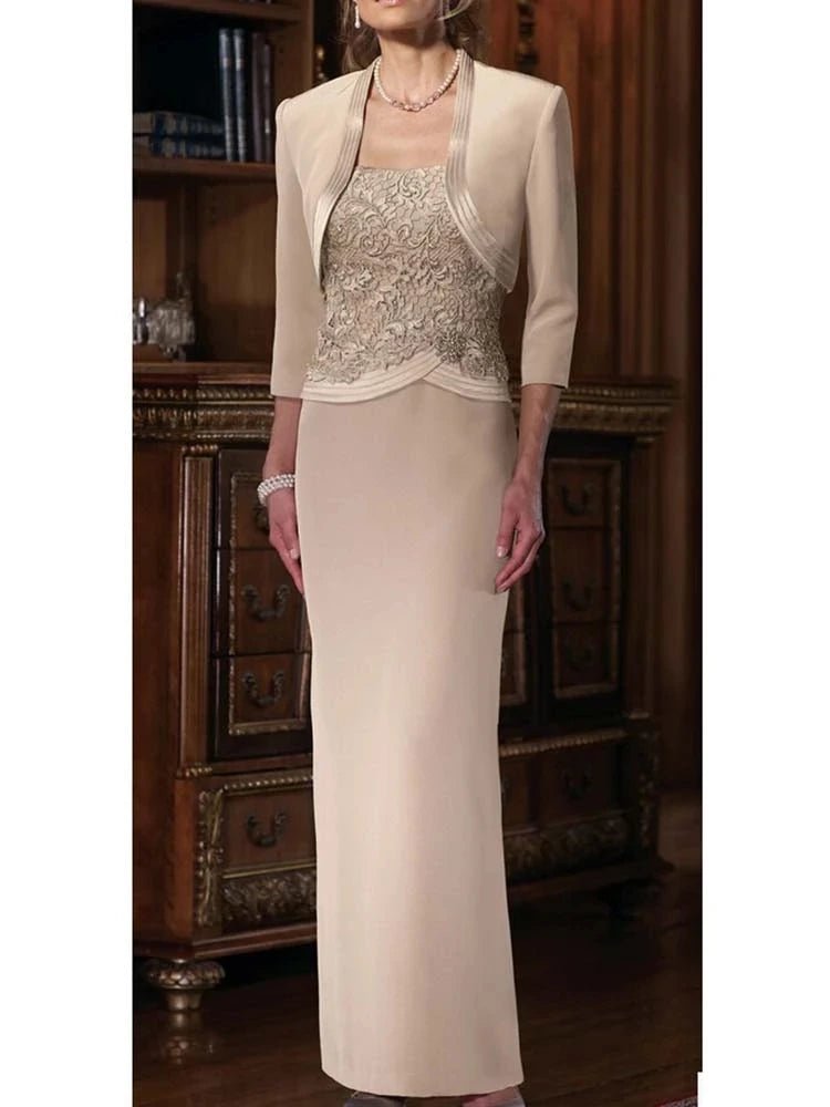 Lace Beaded Sheath Mother of the Bride Gown with Jacket - Luzilly Bridal & Apparel
