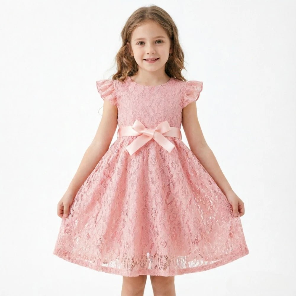 Lace Belted Girls' Formal Dress - Luzilly Bridal & Apparel