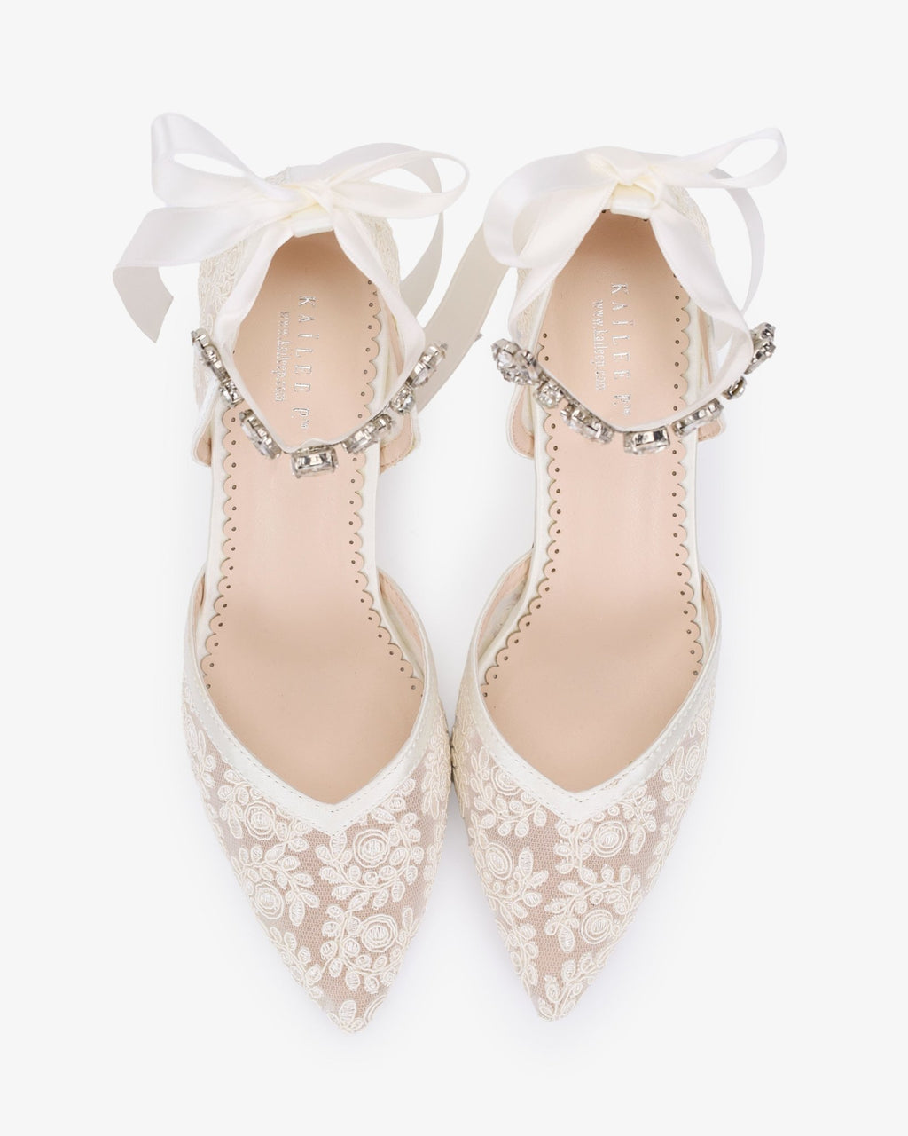 Lace Block Heel For Weddings with Navette Cluster Rhinestones Strap - Luzilly Bridal & Apparel