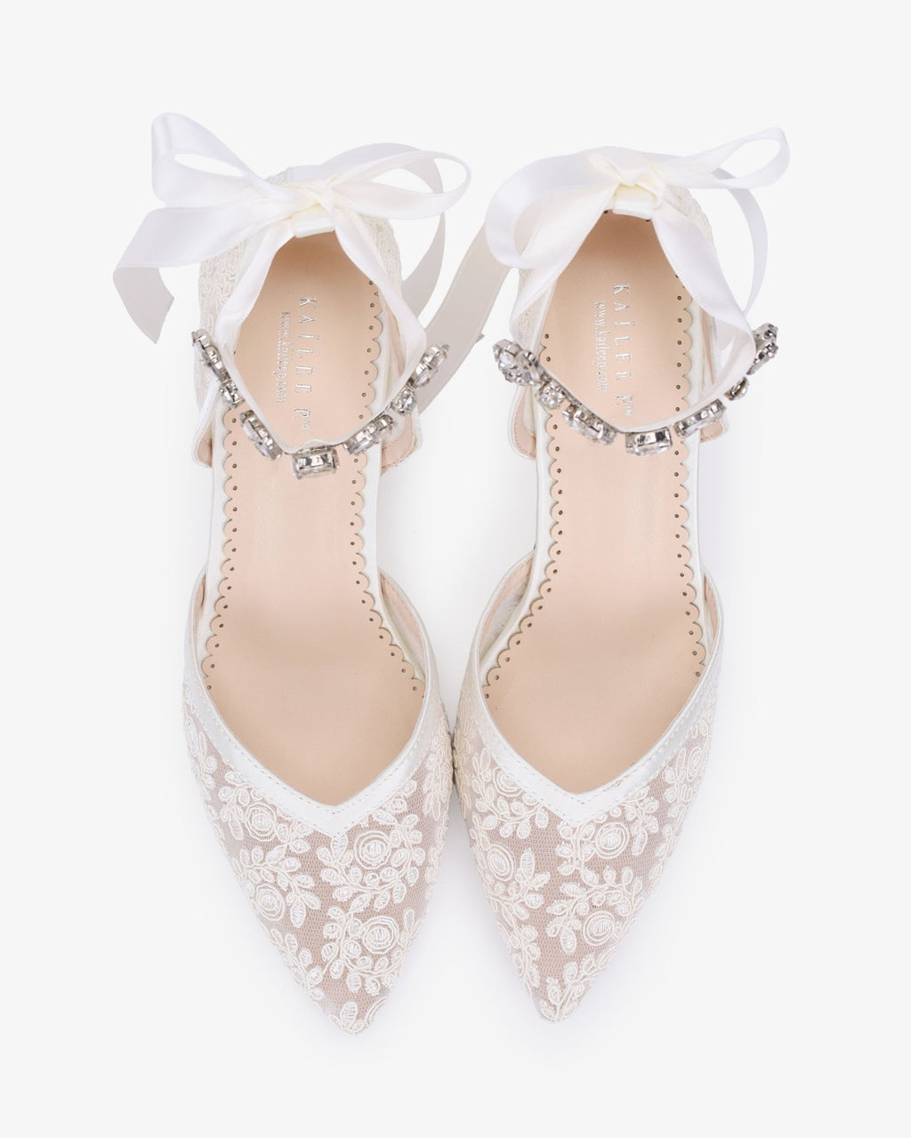 Lace Block Heel For Weddings with Navette Cluster Rhinestones Strap - Luzilly Bridal & Apparel