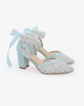 Lace Block Heel For Weddings with Perla Ankle Strap - Luzilly Bridal & Apparel