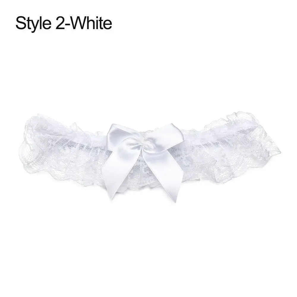 Lace Bow Leg-Ring Bridal Garter - Luzilly Bridal & Apparel